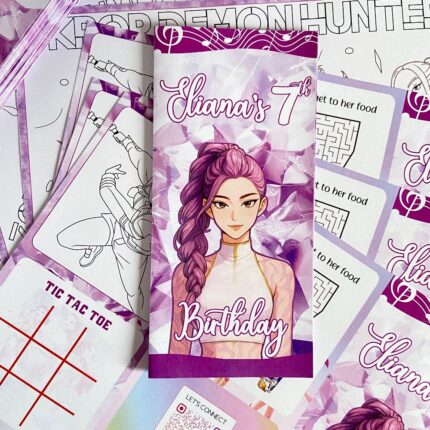 Custom CapCraftshop Rumi kpop demon hunters birthday activity sheet, activity tri fold brochure sheet Activity brochure, activity brochure, football trifold brochure