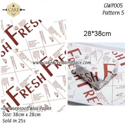 Pattern 5 Greaseproof/Wax Paper - 25pcs