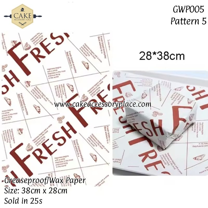 wax or greaseproof papers (13) Pattern 5 Greaseproof/Wax Paper - 25pcs - Image 1