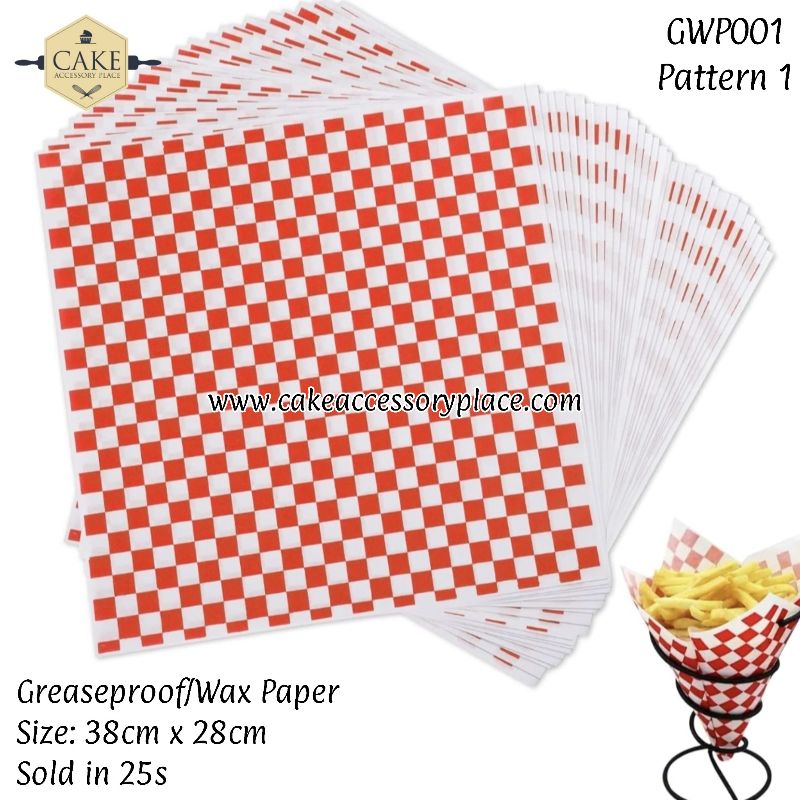 wax or greaseproof papers (15) Pattern 1 Greaseproof/Wax Paper - 25pcs - Image 1