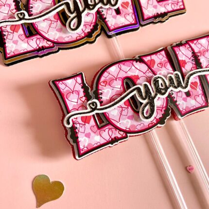 Valentine 3D love you CapCraftSHop Cupcake cake toppers, gift box decoration, gift box toppers