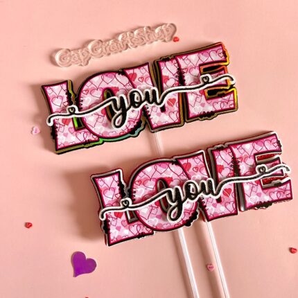 Valentine 3D love you CapCraftSHop Cupcake cake toppers, gift box decoration, gift box toppers