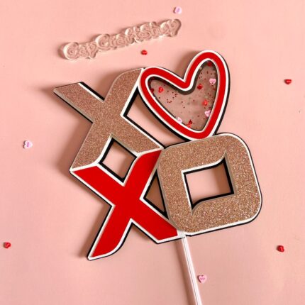 Valentine i love you CapCraftSHop XOXO HEARTS Cupcake cake toppers, gift box decoration, gift box toppers