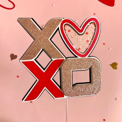 Valentine i love you CapCraftSHop XOXO HEARTS Cupcake cake toppers, gift box decoration, gift box toppers