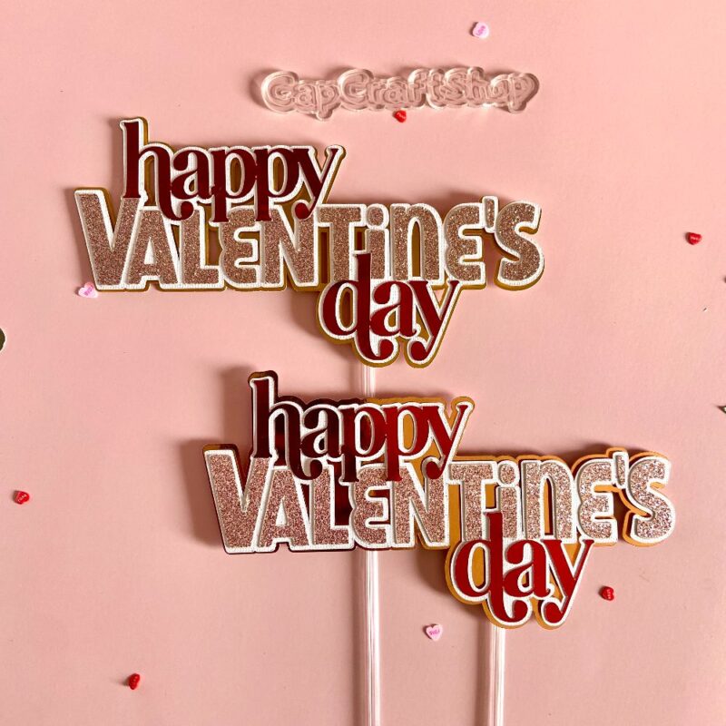 Happy Valentines day Capcraftshop cake topper, valentine tags, valentine cake topper, capcraftshop, 3d valentine topper