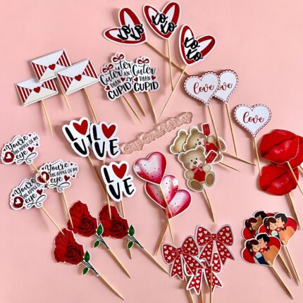 Valentine CapCraftSHop Cupcake cake toppers, gift box decoration, gift box toppers