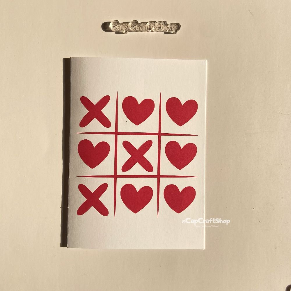 CapCraftShop Premium Handmade Valentine Cards XOXO HEARTS (2) XOXO Hearts Happy valentines day card tic tac toe card