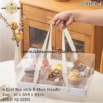 6 Grid Box With Ribbon Handle - 1pc