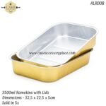 3500ml/118oz Gold Ramekins with High Lids - 5pcs
